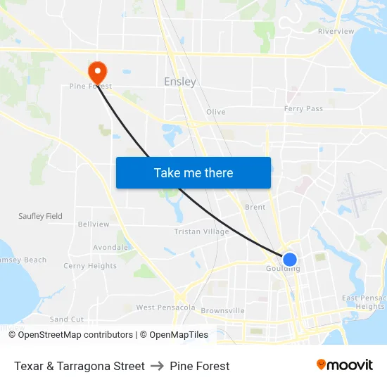 Texar & Tarragona Street to Pine Forest map