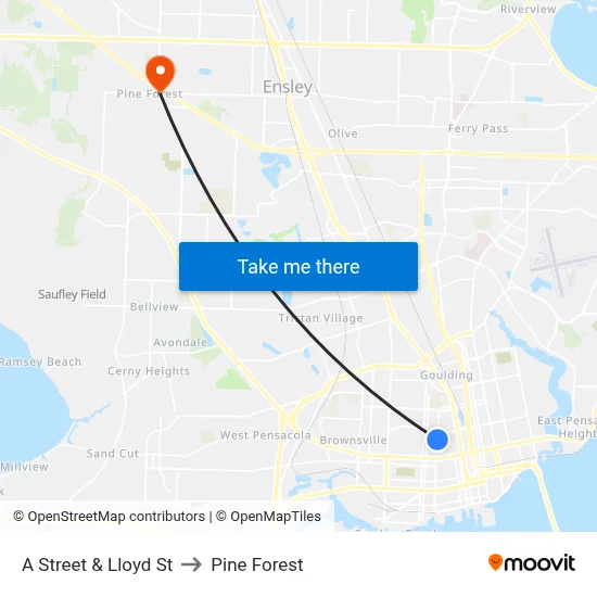 A Street & Lloyd St to Pine Forest map