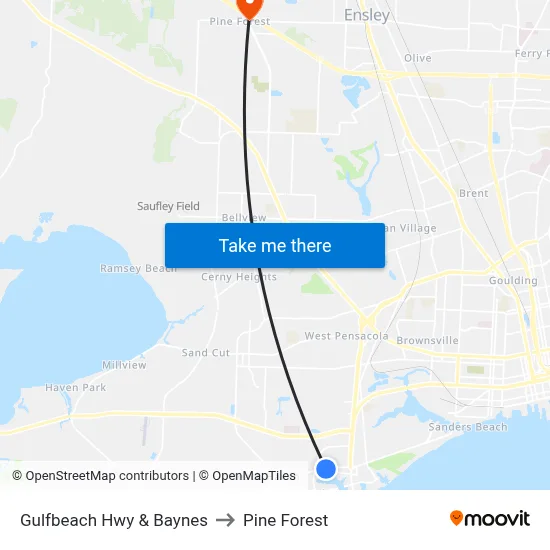 Gulfbeach Hwy & Baynes to Pine Forest map