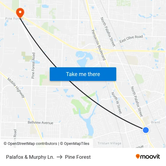 Palafox & Murphy Ln. to Pine Forest map