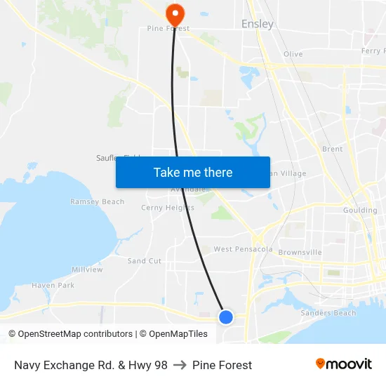 Navy Exchange Rd. & Hwy 98 to Pine Forest map