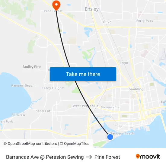 Barrancas Ave @ Perasion Sewing to Pine Forest map