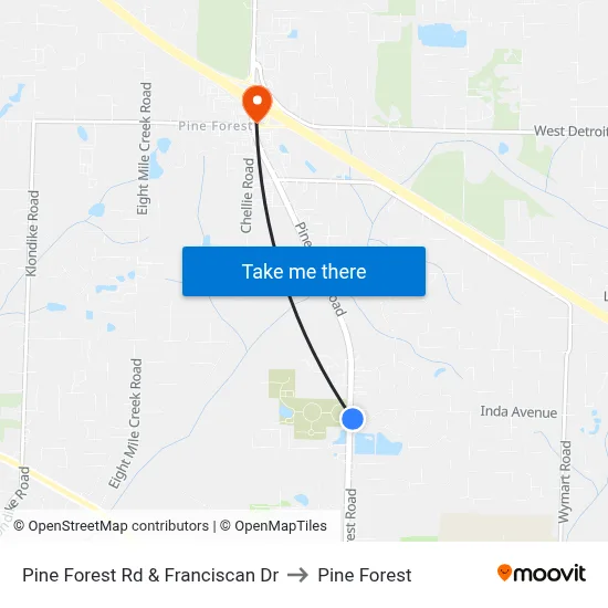 Pine Forest Rd & Franciscan Dr to Pine Forest map