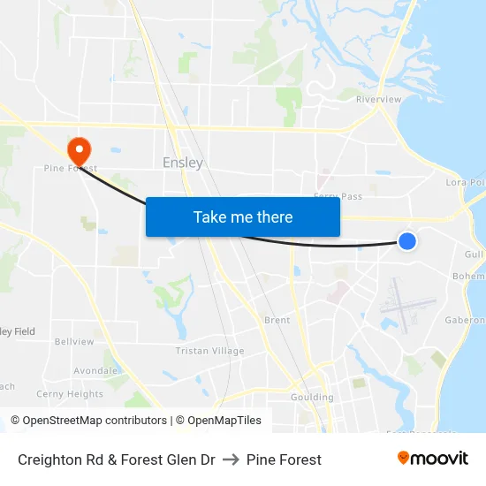 Creighton Rd & Forest Glen Dr to Pine Forest map