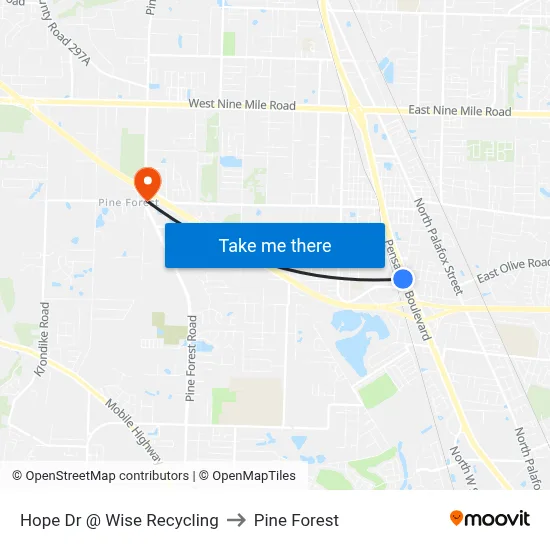 Hope Dr @ Wise Recycling to Pine Forest map