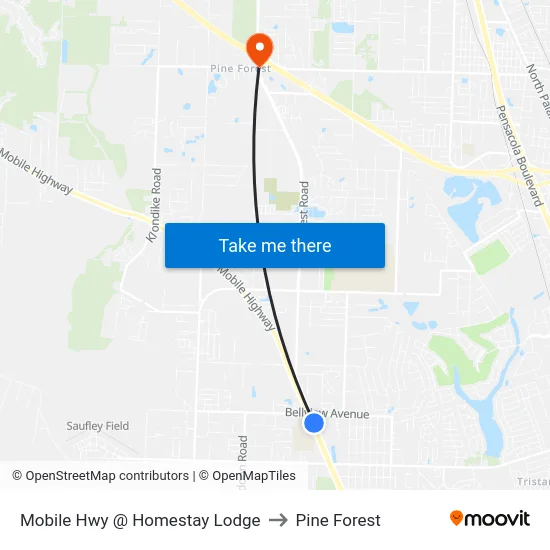 Mobile Hwy @ Homestay Lodge to Pine Forest map
