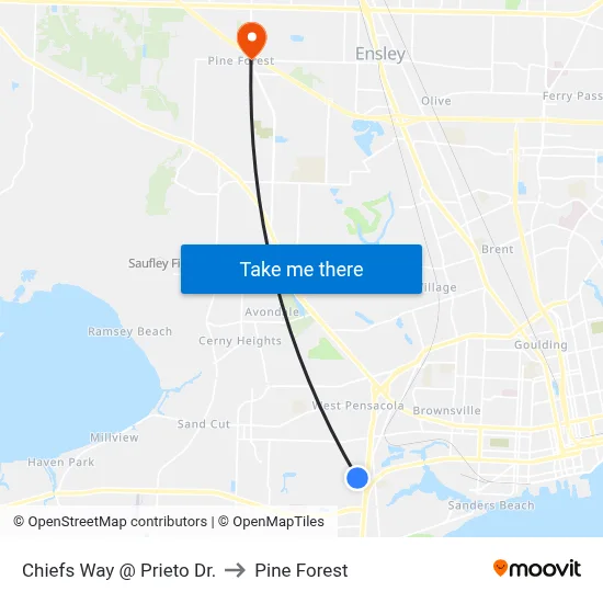 Chiefs Way @ Prieto Dr. to Pine Forest map