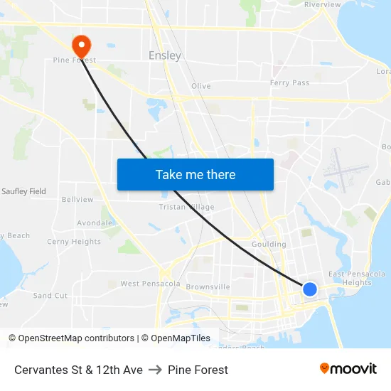 Cervantes St & 12th Ave to Pine Forest map