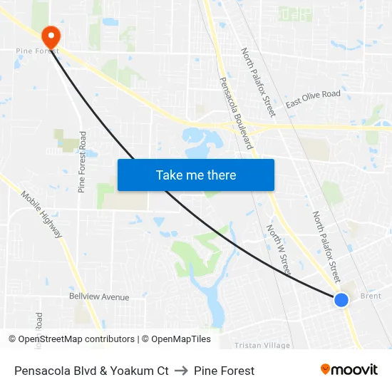 Pensacola Blvd & Yoakum Ct to Pine Forest map