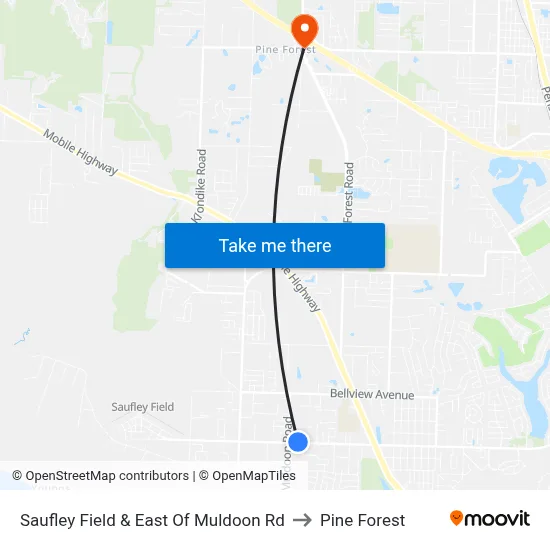 Saufley Field & East Of Muldoon Rd to Pine Forest map
