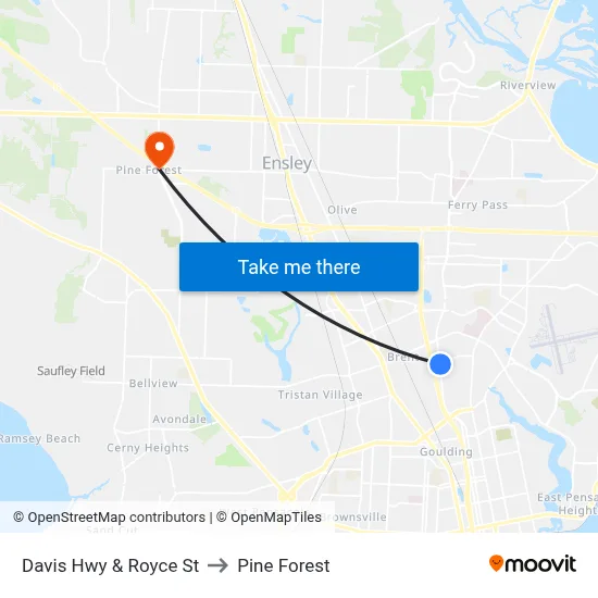 Davis Hwy & Royce St to Pine Forest map