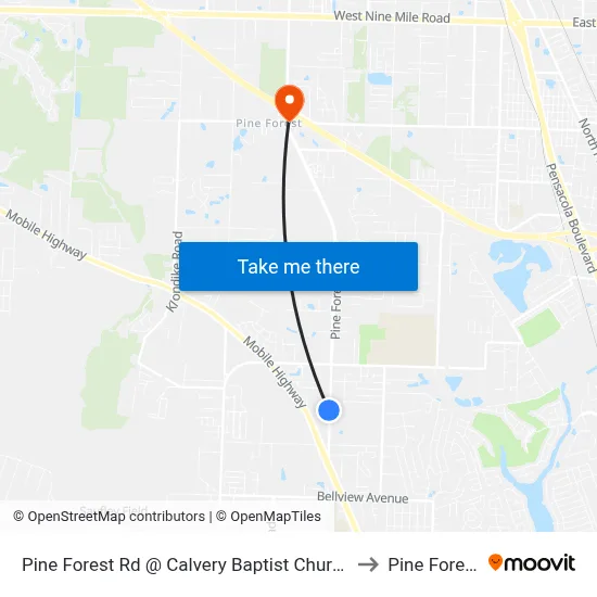 Pine Forest Rd @ Calvery Baptist Church to Pine Forest map