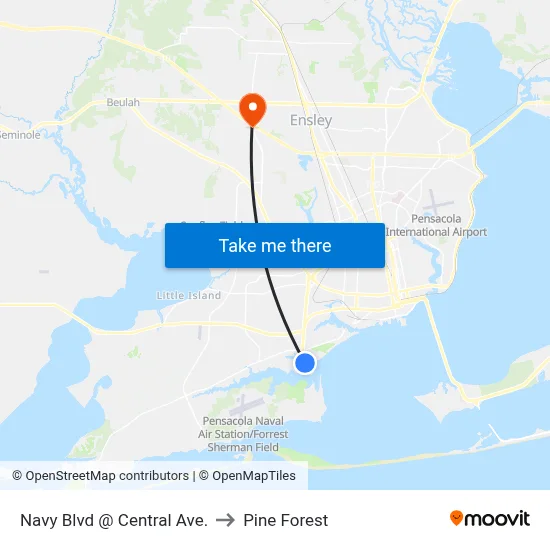 Navy Blvd @ Central Ave. to Pine Forest map