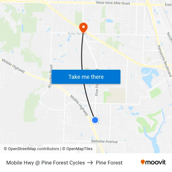 Mobile Hwy @ Pine Forest Cycles to Pine Forest map