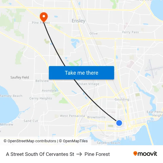 A Street South Of Cervantes St to Pine Forest map