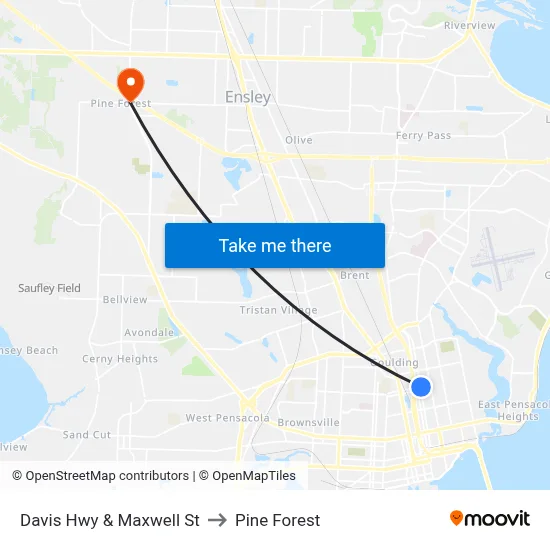Davis Hwy  & Maxwell St to Pine Forest map