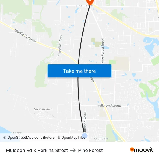 Muldoon Rd & Perkins Street to Pine Forest map