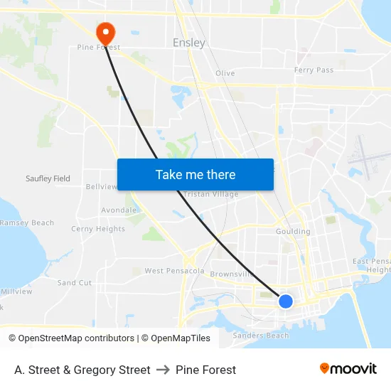 A. Street & Gregory Street to Pine Forest map