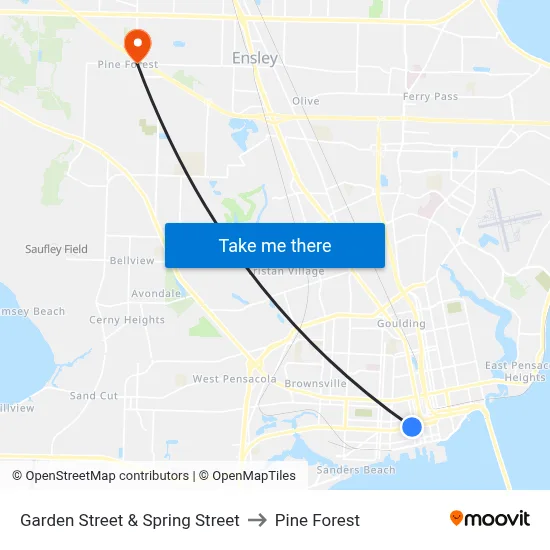 Garden Street & Spring Street to Pine Forest map
