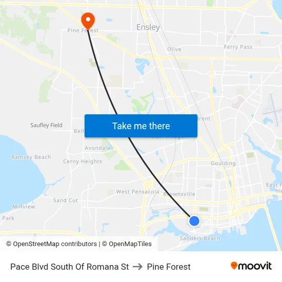 Pace Blvd South Of Romana St to Pine Forest map
