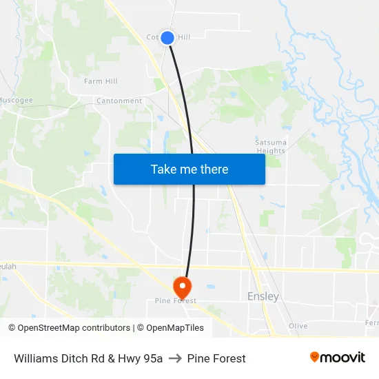 Williams Ditch Rd & Hwy 95a to Pine Forest map
