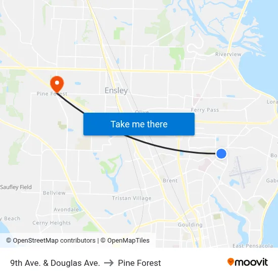 9th Ave. & Douglas Ave. to Pine Forest map
