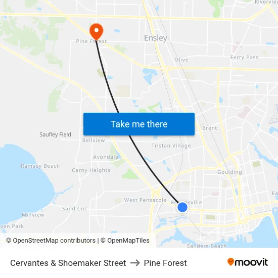 Cervantes & Shoemaker Street to Pine Forest map