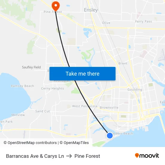 Barrancas Ave & Carys Ln to Pine Forest map