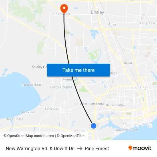 New Warrington Rd. & Dewitt Dr. to Pine Forest map