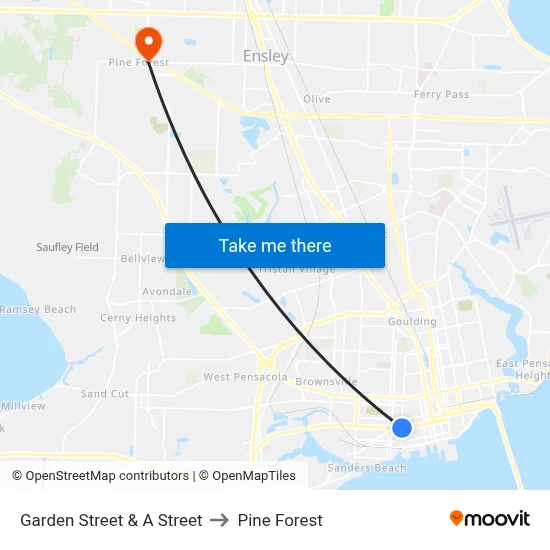 Garden Street & A Street to Pine Forest map