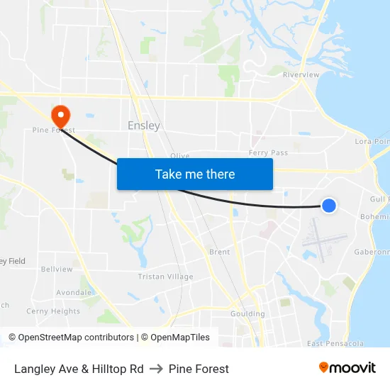 Langley Ave & Hilltop Rd to Pine Forest map