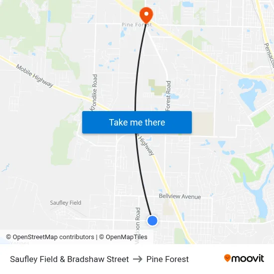 Saufley Field & Bradshaw Street to Pine Forest map