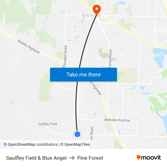 Saulfley Field & Blue Angel to Pine Forest map