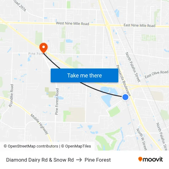 Diamond Dairy Rd & Snow Rd to Pine Forest map