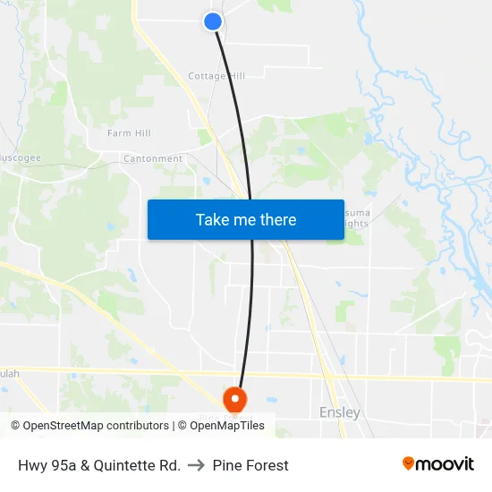 Hwy 95a & Quintette Rd. to Pine Forest map