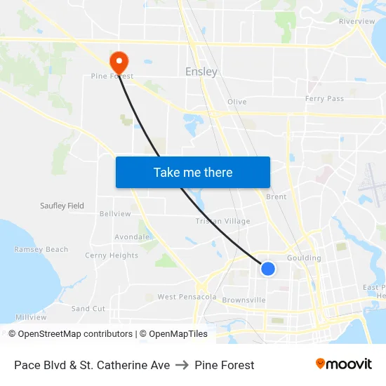 Pace Blvd & St. Catherine Ave to Pine Forest map