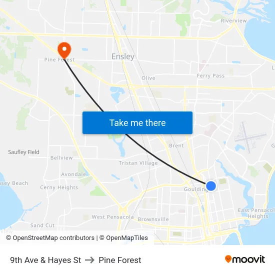 9th Ave & Hayes St to Pine Forest map