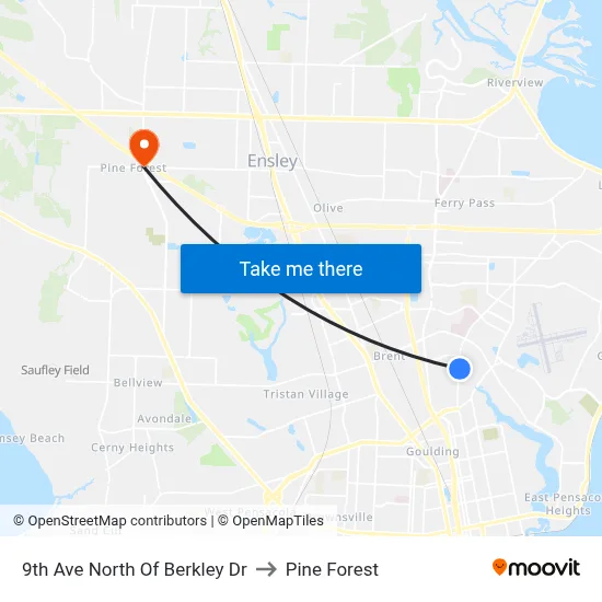 9th Ave North Of Berkley Dr to Pine Forest map