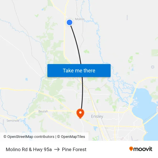 Molino Rd & Hwy 95a to Pine Forest map