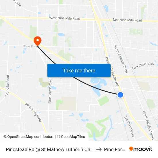 Pinestead Rd @ St Mathew Lutherin Church to Pine Forest map