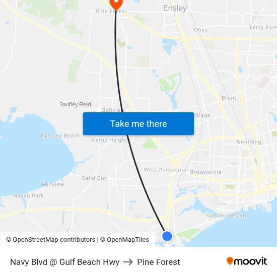 Navy Blvd @ Gulf Beach Hwy to Pine Forest map