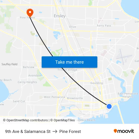 9th Ave & Salamanca St to Pine Forest map