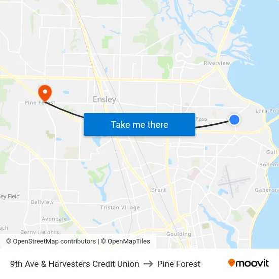 9th Ave & Harvesters Credit Union to Pine Forest map