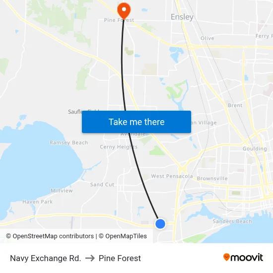 Navy Exchange Rd. to Pine Forest map