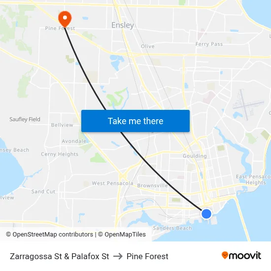 Zarragossa St & Palafox St to Pine Forest map