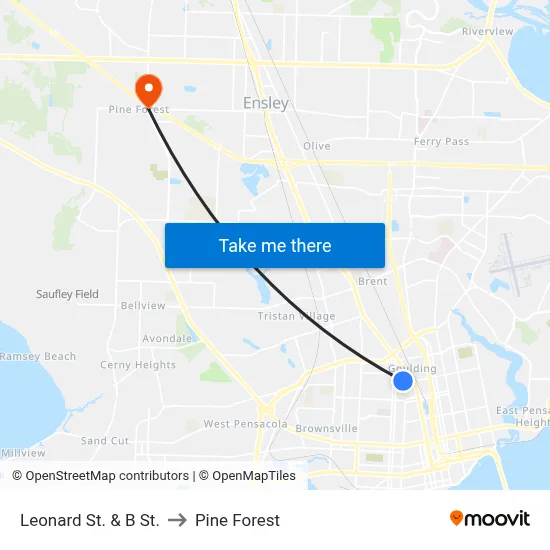 Leonard St. & B St. to Pine Forest map
