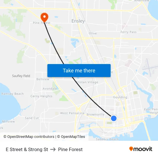 E Street & Strong St to Pine Forest map
