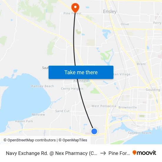Navy Exchange Rd. @ Nex Pharmacy (Corry Sta) to Pine Forest map
