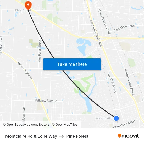 Montclaire Rd & Loire Way to Pine Forest map