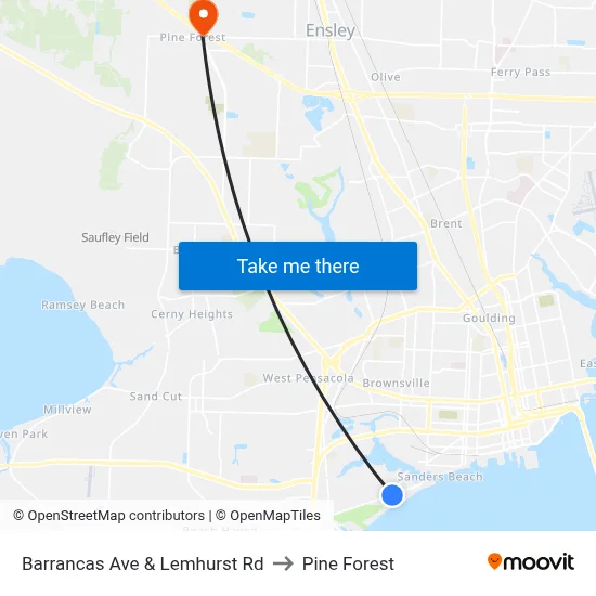 Barrancas Ave & Lemhurst Rd to Pine Forest map